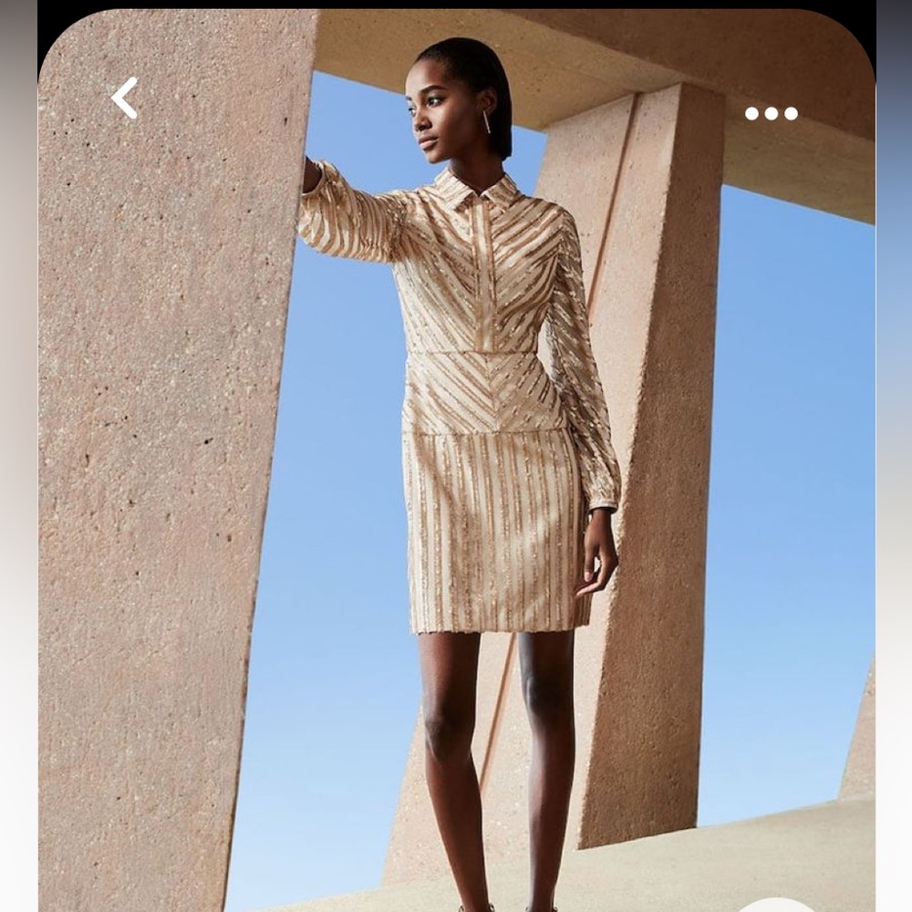 Retro style gold sequin Aidan by Aidan Mattox mini dress